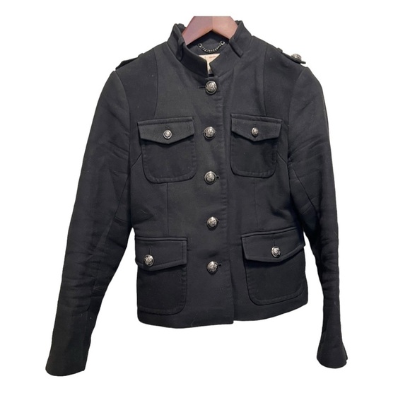 Banana Republic Heritage Collection Black Button Up Military Jacket Size 4 - Picture 1 of 12